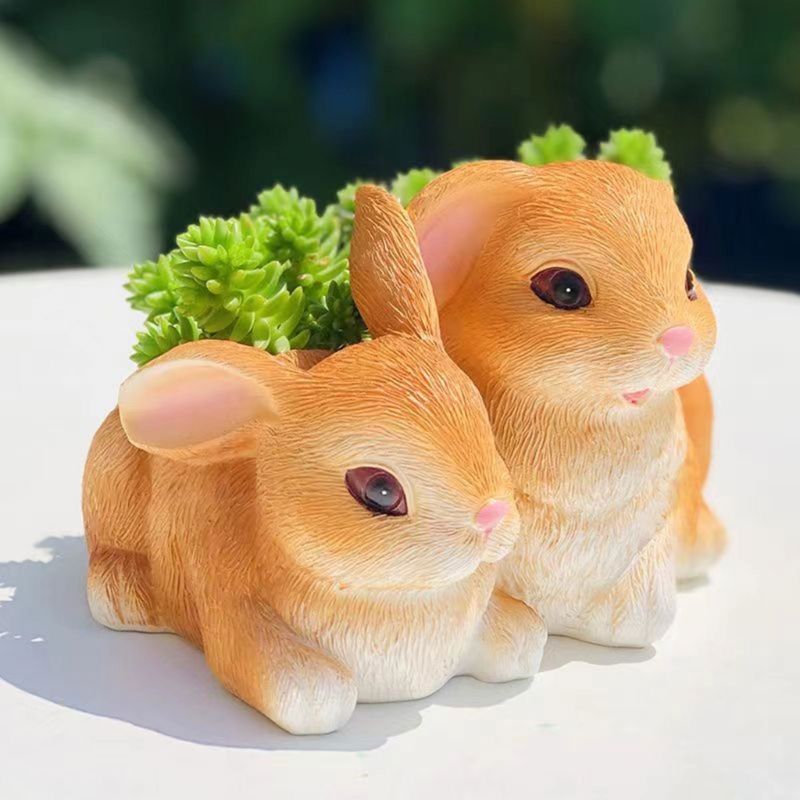 Desk Setup Plant - Stylish Succulent Pots Mold Double Rabbit