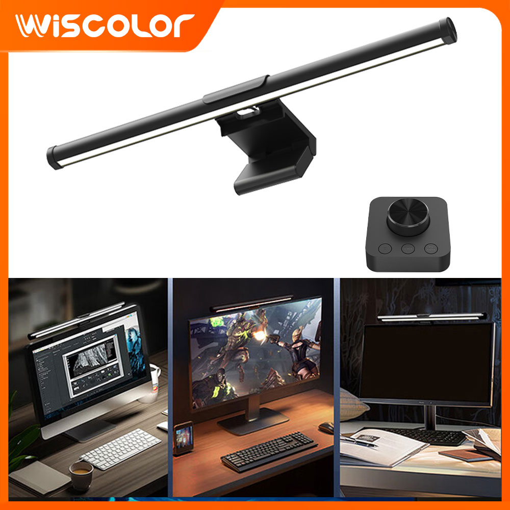 Desk Setup On Bed - Setup Dimming Monitor Light Bar LED