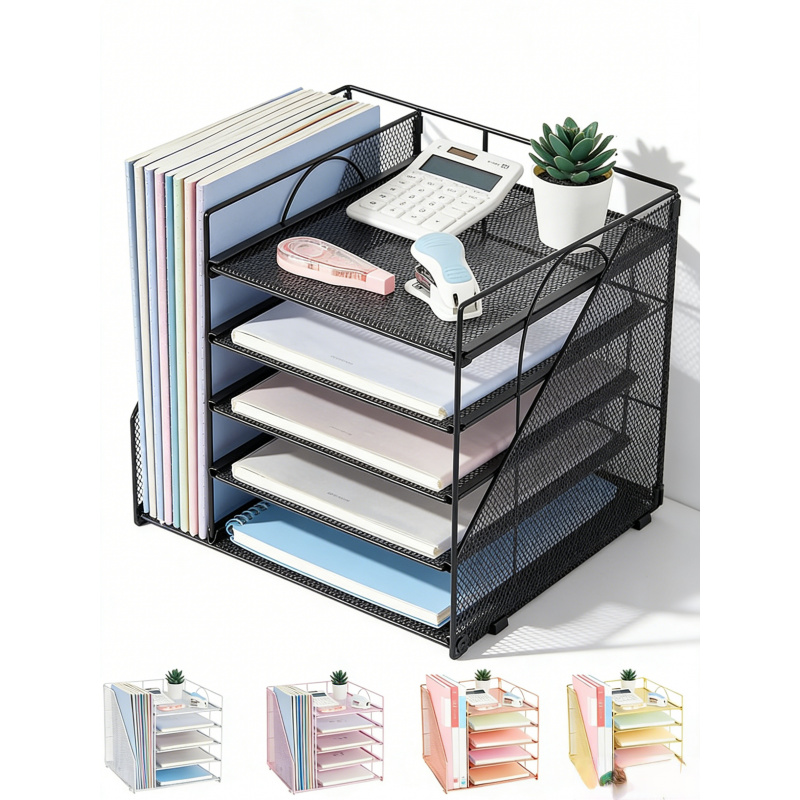 Desk Setup Design - 5Layer Paper File Rack Office Desktop