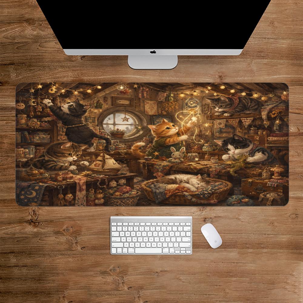 Desk Setup Study - Cats Mouse Pad Anti-slip Desk Mat