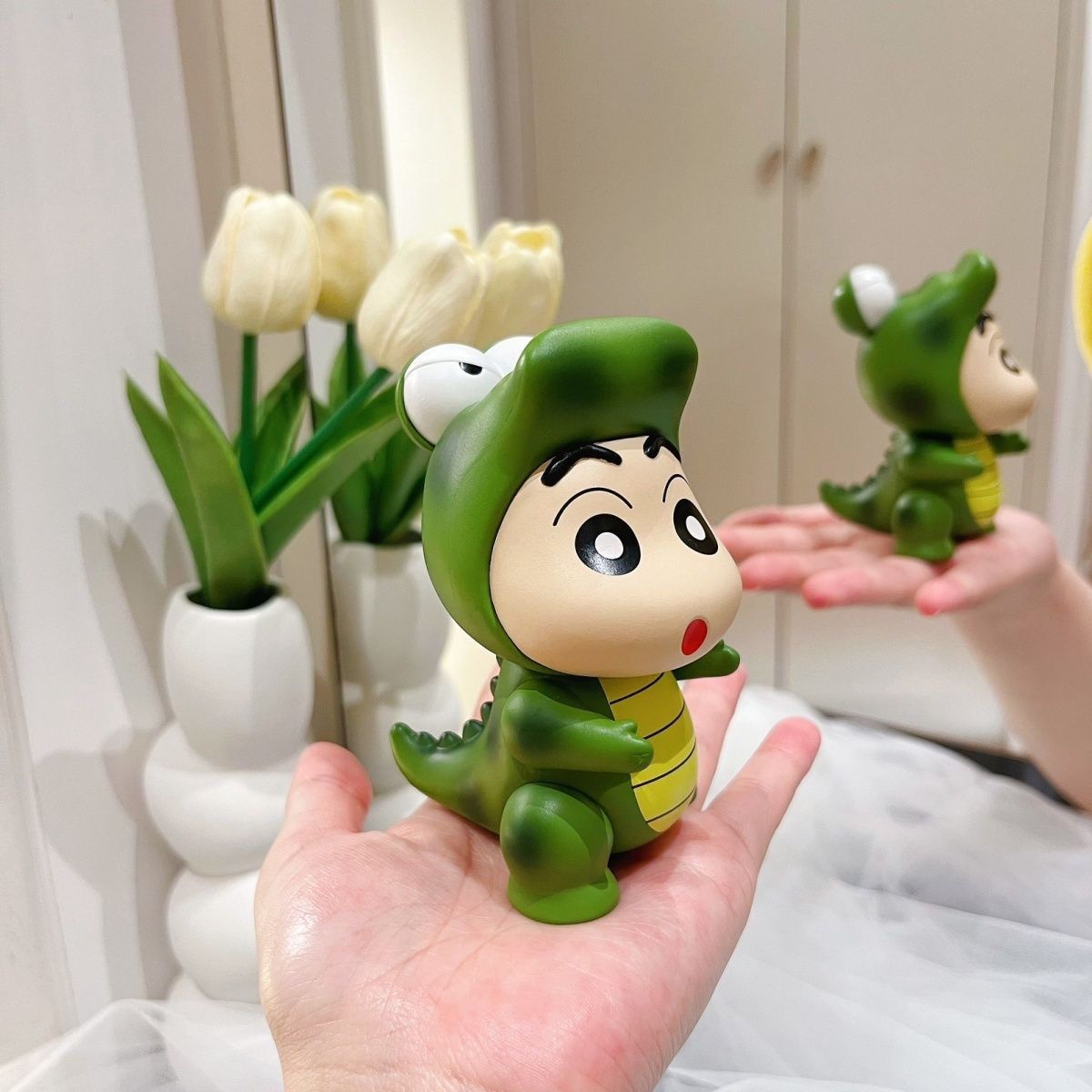 Desk Setup Design - Crayon Shin-chan figurine in a cute