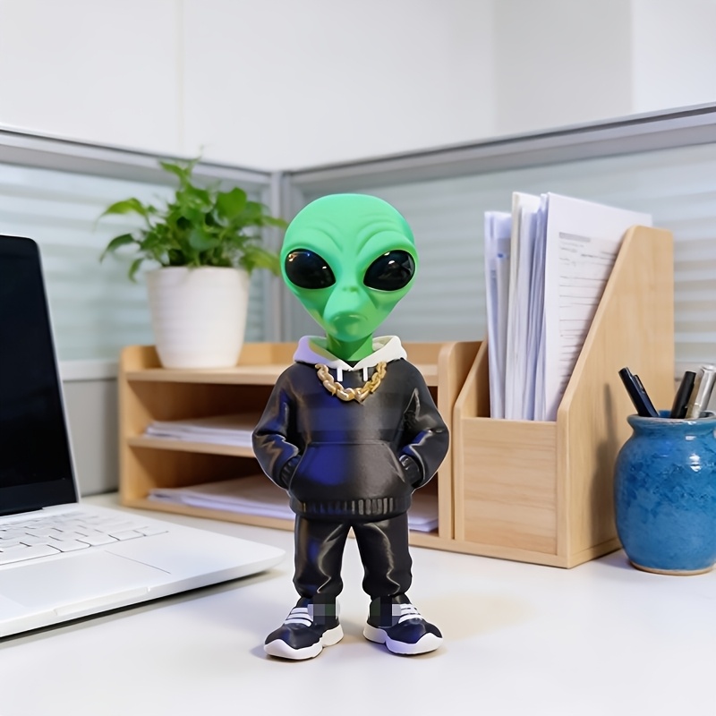 Desk Setup Design - 1 Piece Green Alien Figure with