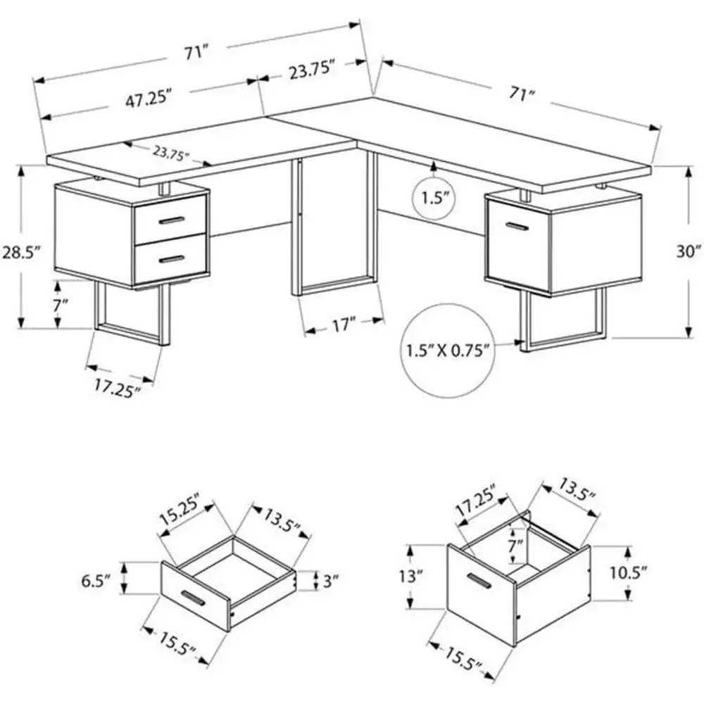 L-Shaped 70 Computer Desk with - Desk Setup In Office 评论和价格