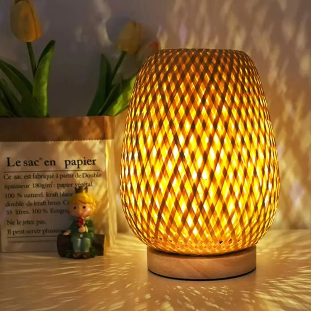 Bamboo Woven lamp Simple Bedro - Desk Setup Study 评论和价格