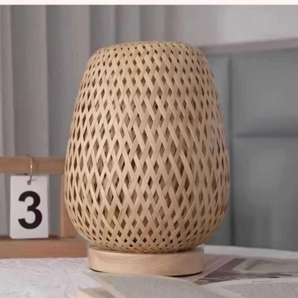 Bamboo Woven lamp Simple Bedro - Desk Setup Study 评论和价格