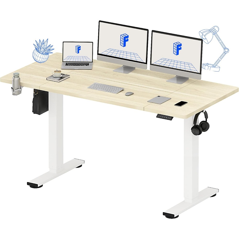 FLEXISPOT 63x32 Inch Electric  - Desk Setup In Office 评论和价格