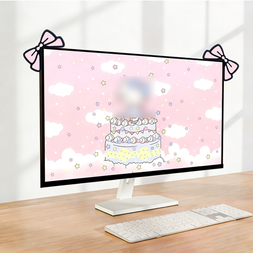Cute Pink Bow Monitor Decor Ka - Desk Setup For Laptop And Monitor 评论和价格