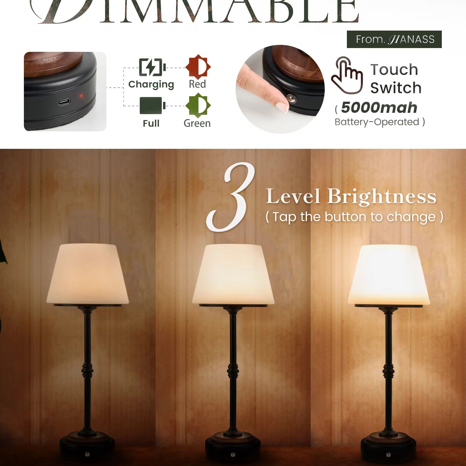 Cordless Table Lamps Set of  5 - Desk Setup Study 评论和价格