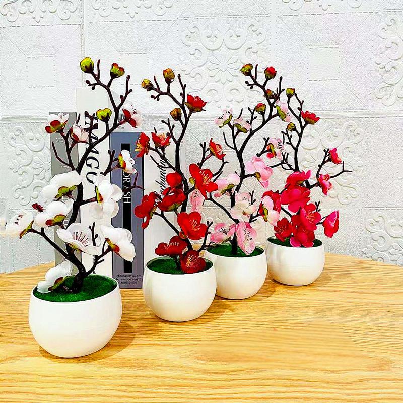 Simulation Plum Flower Pot Pla - Desk Setup Plant 评论和价格