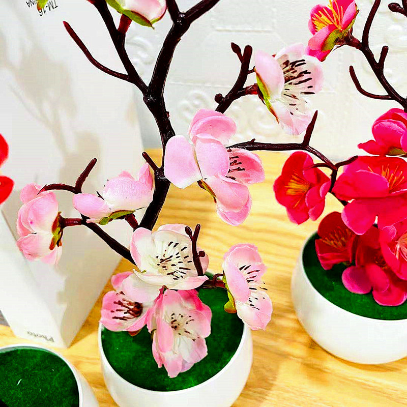 Simulation Plum Flower Pot Pla - Desk Setup Plant 评论和价格