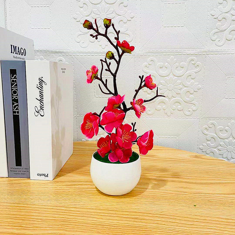Simulation Plum Flower Pot Pla - Desk Setup Plant 评论和价格