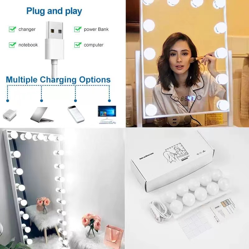 LED Light Paste Mirror Makeup  - Desk Setup Light 评论和价格