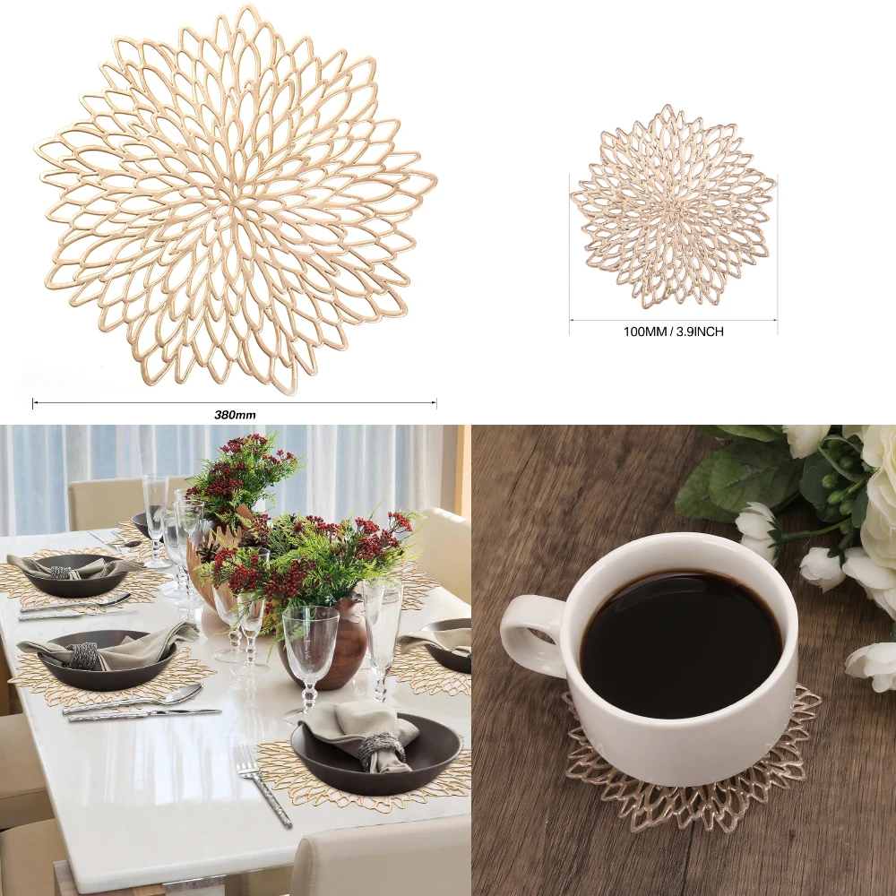 Set of 4 Metallic Placemats Se - Desk Setup Design 评论和价格