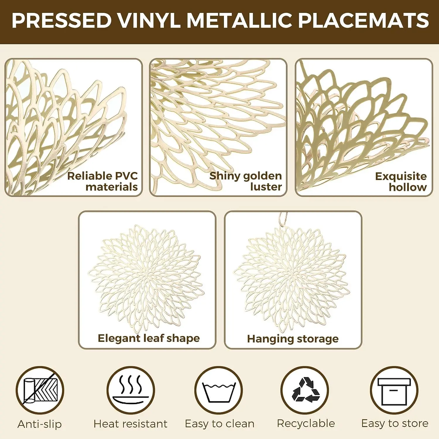 Set of 4 Metallic Placemats Se - Desk Setup Design 评论和价格