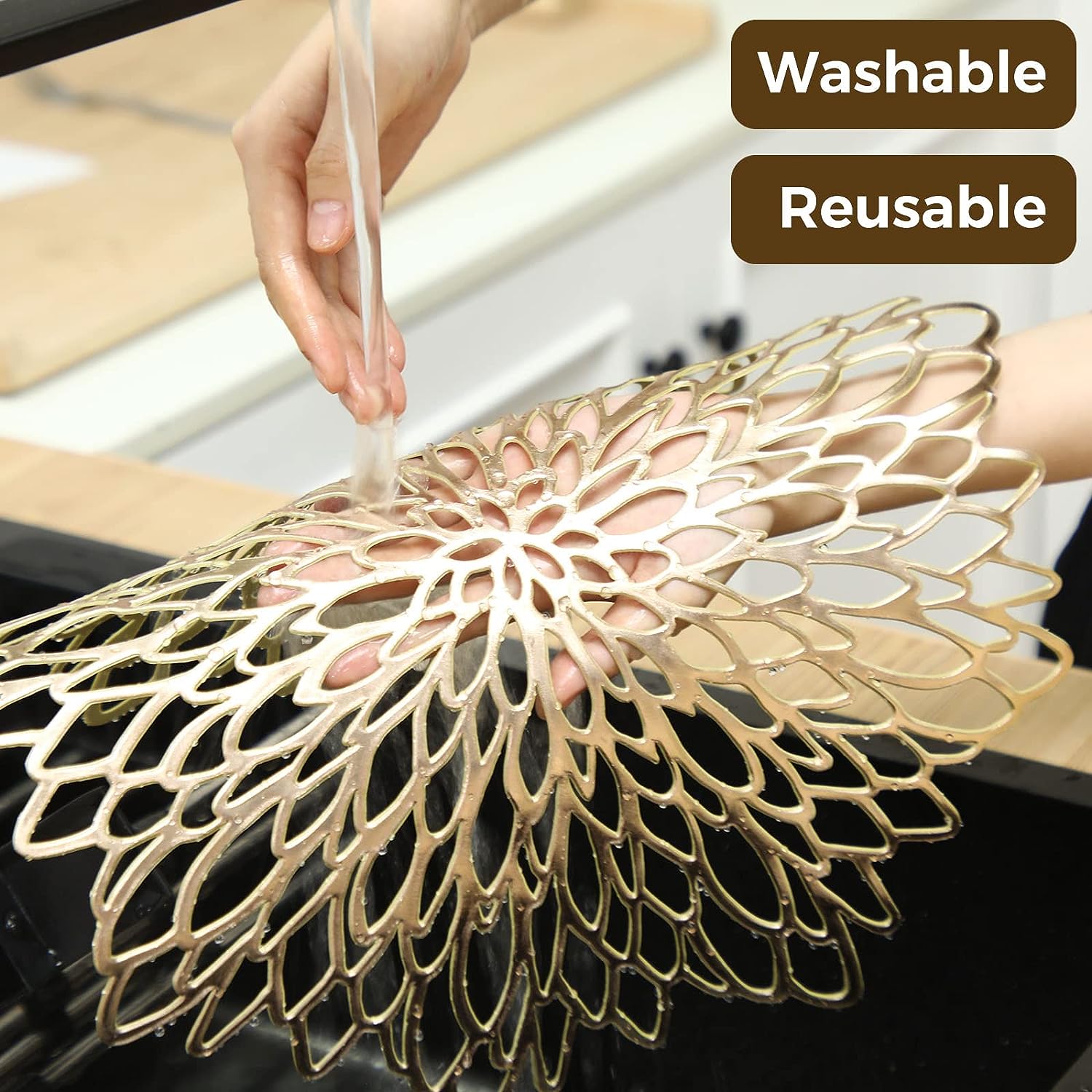 Set of 4 Metallic Placemats Se - Desk Setup Design 评论和价格
