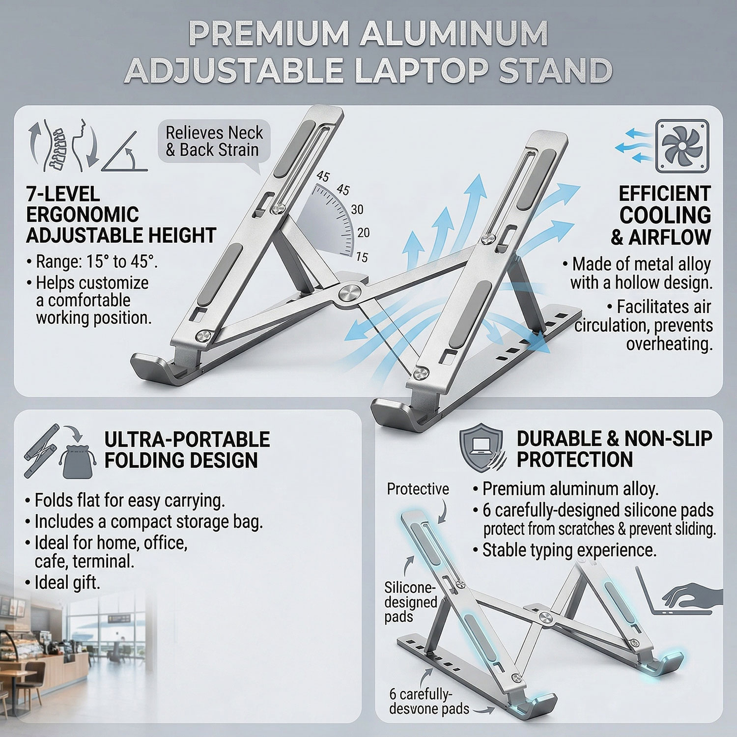 Metal Portable Foldable Laptop - Desk Setup Macbook 评论和价格