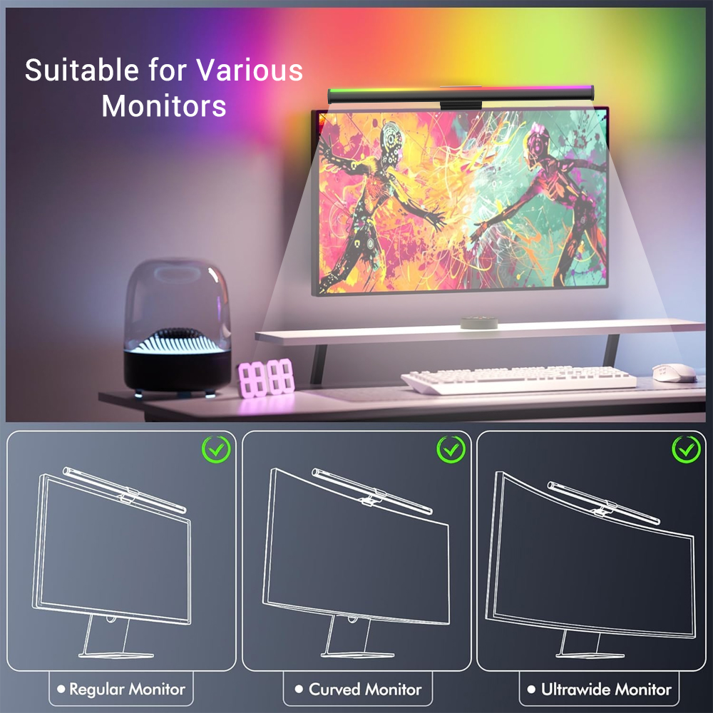 RGB Lightbar Monitor Light Bar - Desk Setup On Bed 评论和价格